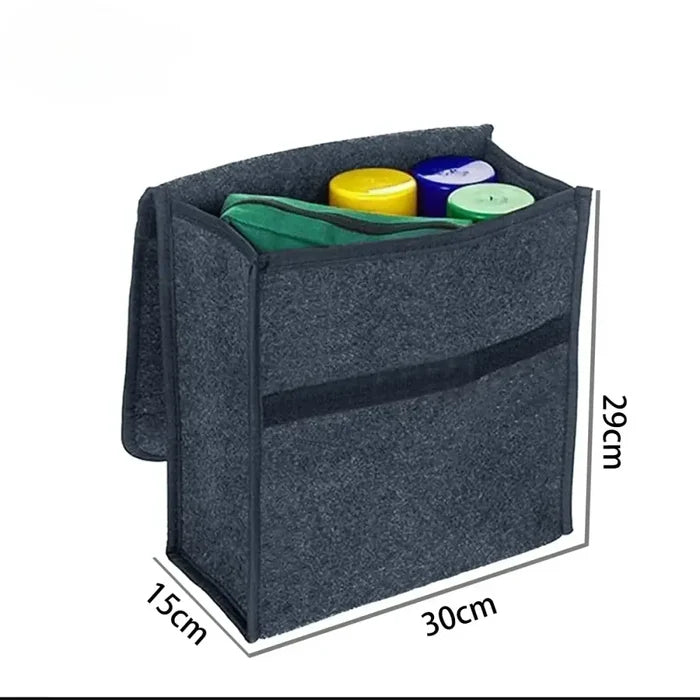 Habicare large-capacity car storage box, portable non-slip organizer with two size options for vehicle organization.