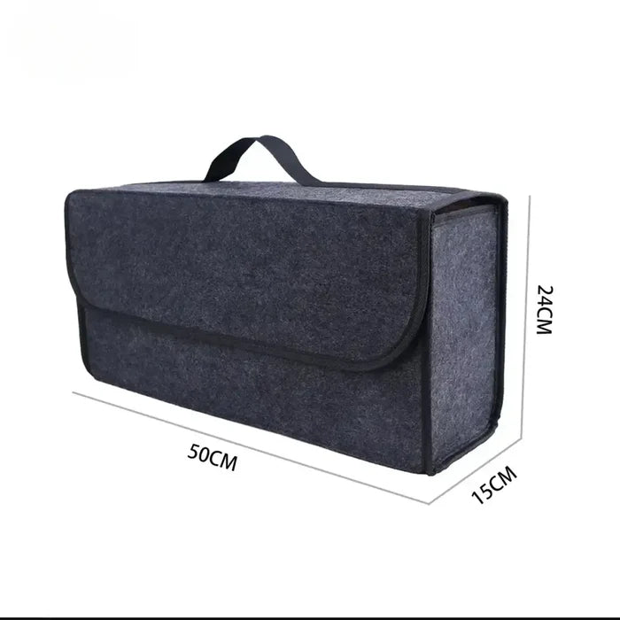 Large Habicare Car Storage Box with non-slip base, portable organizer ideal for car trunk or cabin, available in two sizes.