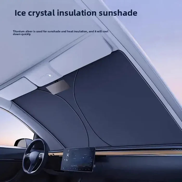 Folding HBC Car Window Sunshade Cover by Habicare blocking sunlight and reducing heat inside vehicle.