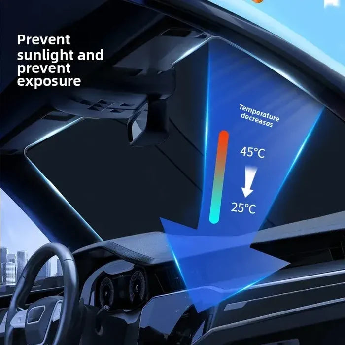 Habicare HBC folding car window sunshade cover blocking sunlight and providing privacy for vehicle windows.