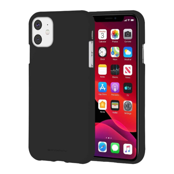 Black Goospery iPhone 11 case by 9eight5, showing a protective phone cover with precise cutouts for buttons and camera.