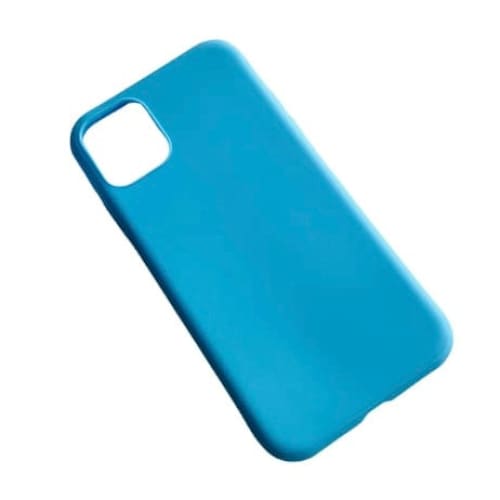 Sky blue 9eight5 iPhone 11 case with slim protective design, showing the phone's back with camera cutout and smooth finish.