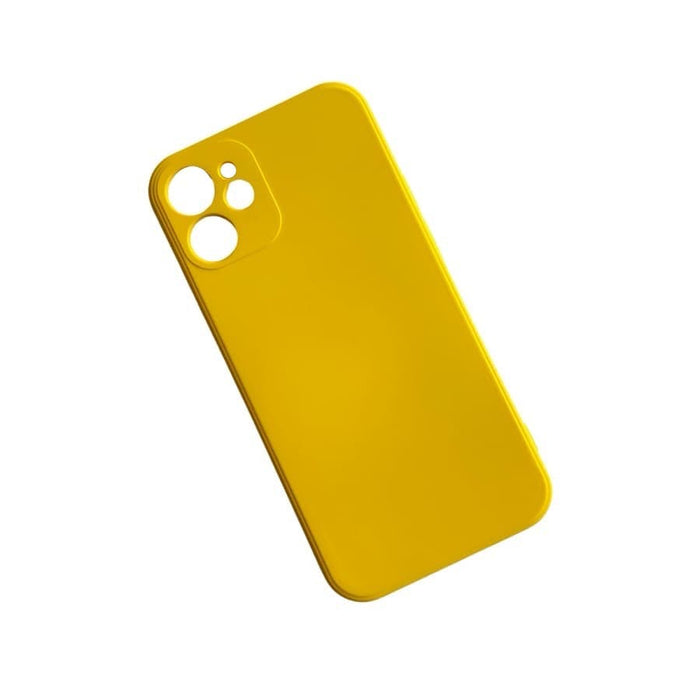 Yellow 9eight5 iPhone 12 Mini (5.4") phone case shown on a model phone, designed for iPhone 12 Mini protection.