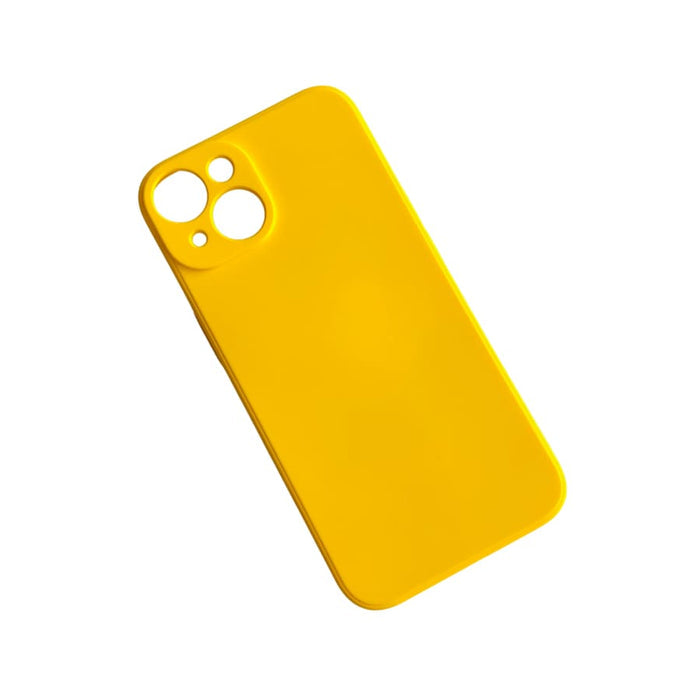 Yellow 9eight5 iPhone 14 (6.1-inch) phone case with protective design, shown on a white background.
