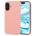 Pink silicone phone case for iPhone 16 Plus (6.7”) by 9eight5, designed to protect and complement the device.