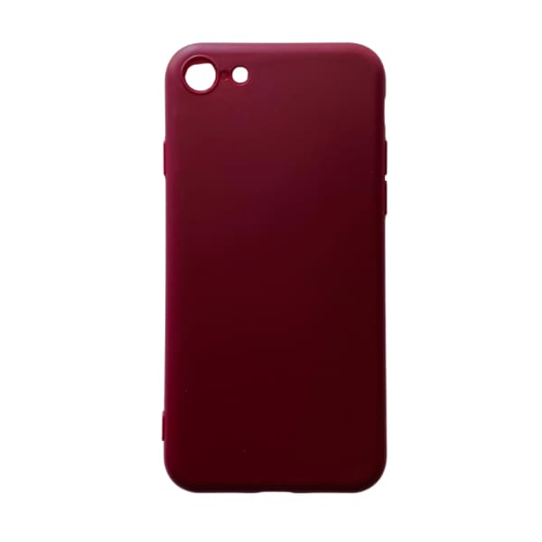 Maroon 9eight5 phone case for iPhone 7 and 8, protective and stylish silicone cover with precise cutouts for buttons and camera.