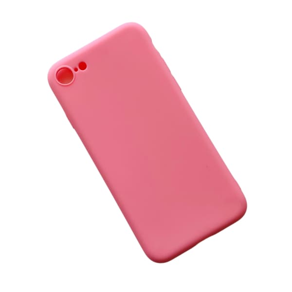 Pink 9eight5 iPhone SE (2nd/3rd Gen) case showing a slim protective design with precise cutouts for buttons and camera.