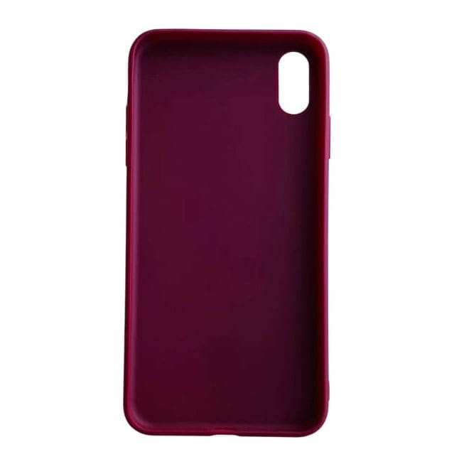 Maroon iPhone XS Max case by 9eight5 with sleek protective design and precise cutouts for buttons and camera.