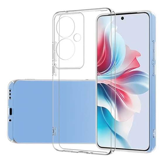 Clear 9eight5 phone case for Oppo Reno11 F, with slim design and precise cutouts for camera and ports.