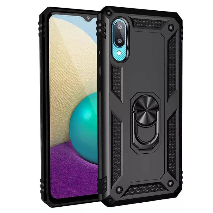 Black 9eight5 phone case for Samsung Galaxy A02S, featuring a sleek design and durable protective cover for the device.