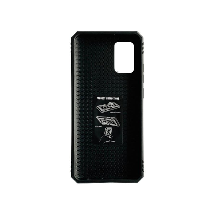 Black 9eight5 phone case for Samsung Galaxy A02S with textured back and precise cutouts for buttons and ports.