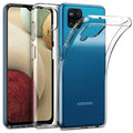 Black 9eight5 phone case for Samsung Galaxy A12, slim protective cover with textured back and precise cutouts for ports and buttons.