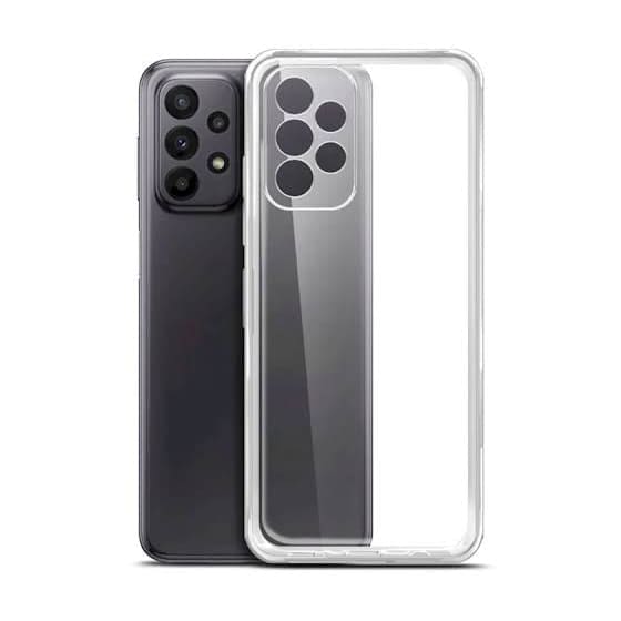 Clear 9eight5 phone case for Samsung Galaxy A13 4G, protective cover with textured back and precise cutouts for buttons and camera.