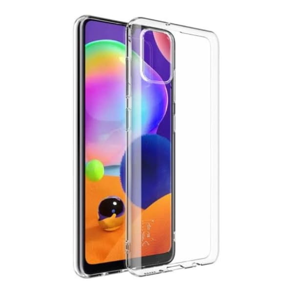 Slim black 9eight5 phone case for Samsung Galaxy A31, with textured back and precise cutouts for buttons and ports.