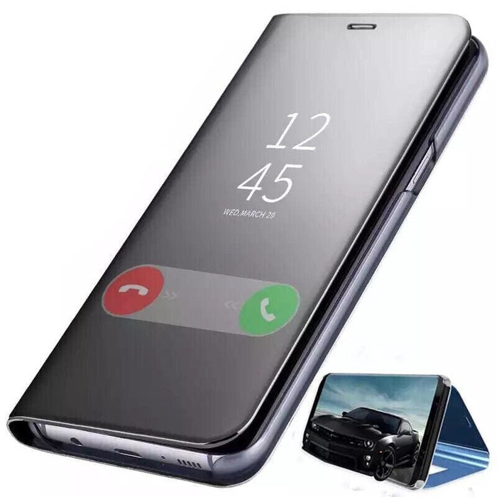 Black Samsung Galaxy Note 9 case by 9eight5, designed for durability and style, shown on a car-themed phone case.