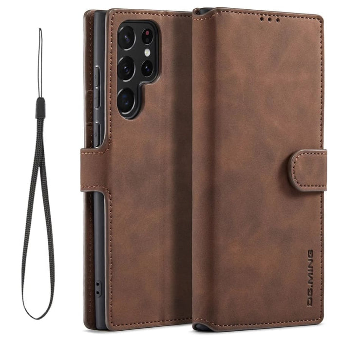 Brown 9eight5 phone case for Samsung Galaxy S21 FE, protective cover with textured design and precise cutouts.