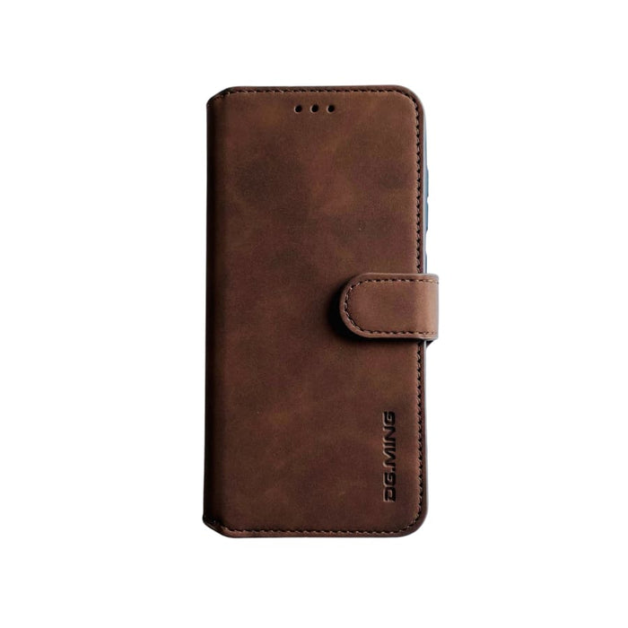 Brown 9eight5 phone case for Samsung Galaxy S21 FE, showcasing a slim protective design with textured surface.