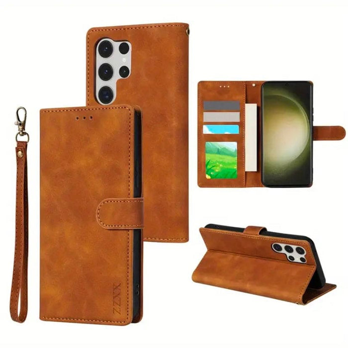 Tan Samsung Galaxy S24 phone case by 9eight5, soft silicone cover with precise cutouts for buttons and ports.