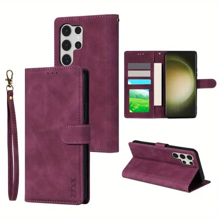 Purple 9eight5 phone case for Samsung Galaxy S24, made of durable material with a sleek design and precise cutouts.
