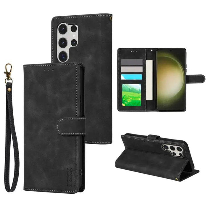 Black Samsung Galaxy S24 Plus phone case by 9eight5, protective and slim, available in multiple colors.