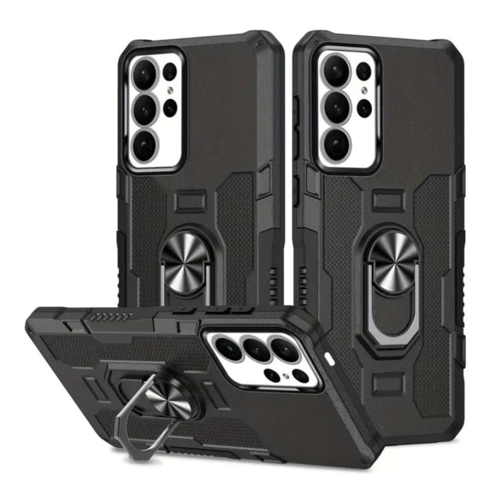 Black Samsung Galaxy S24 Ultra phone case by 9eight5, protective cover with sleek design and precise cutouts.