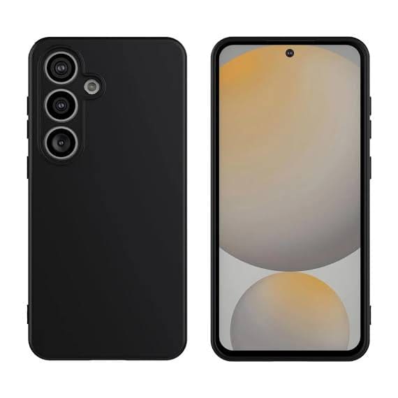 Black 9eight5 phone case for Samsung Galaxy S25 Plus, protective and slim with precise cutouts for buttons and camera.