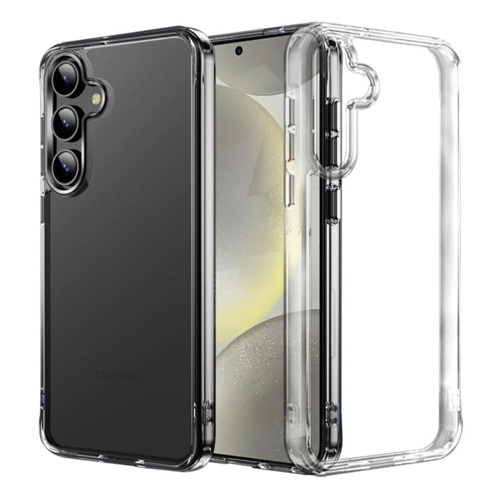 Clear protective case for Samsung Galaxy S25 Plus by 9eight5, showcasing slim design and transparent material for stylish protection.
