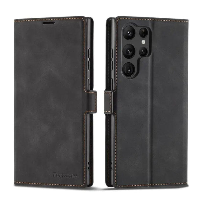 Black Samsung Galaxy S25 Ultra phone case by 9eight5, slim protective cover with precise cutouts for buttons and ports.