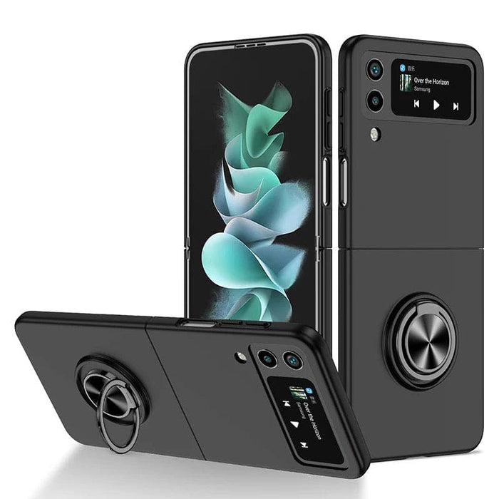 Black Samsung Galaxy Z Flip 3 phone case by 9eight5, showcasing a protective and stylish accessory for the flip phone.