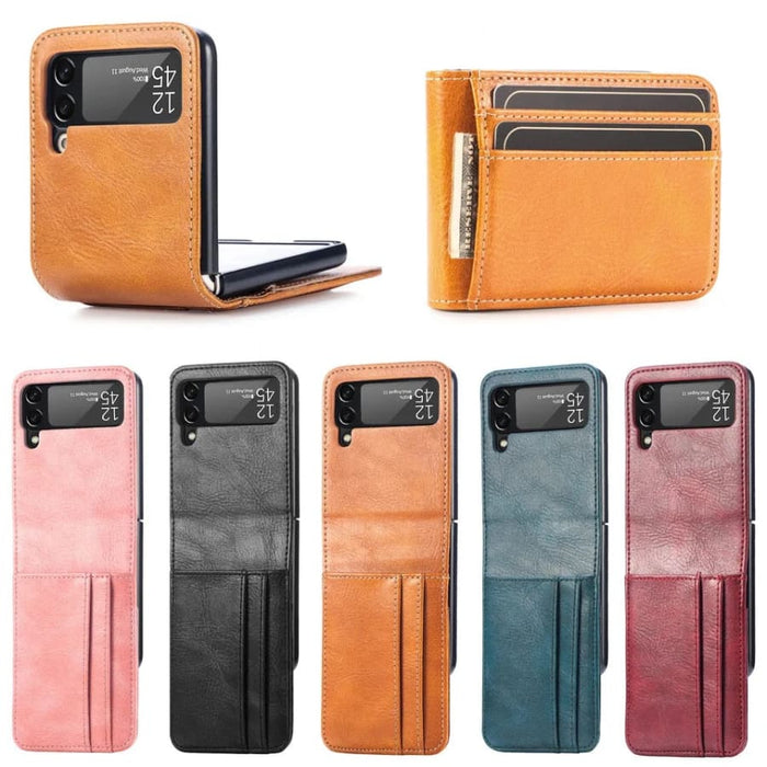 Samsung Galaxy Z Flip 3 phone case by 9eight5 in five different colors, showcasing slim, protective cover with textured design.