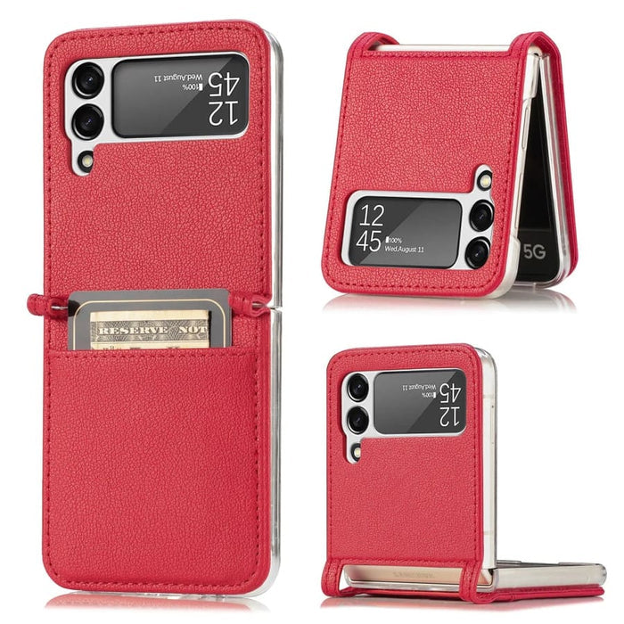 Black 9eight5 phone case for Samsung Galaxy Z Flip 3 with a sleek design, part of a 6-color variety for stylish protection.