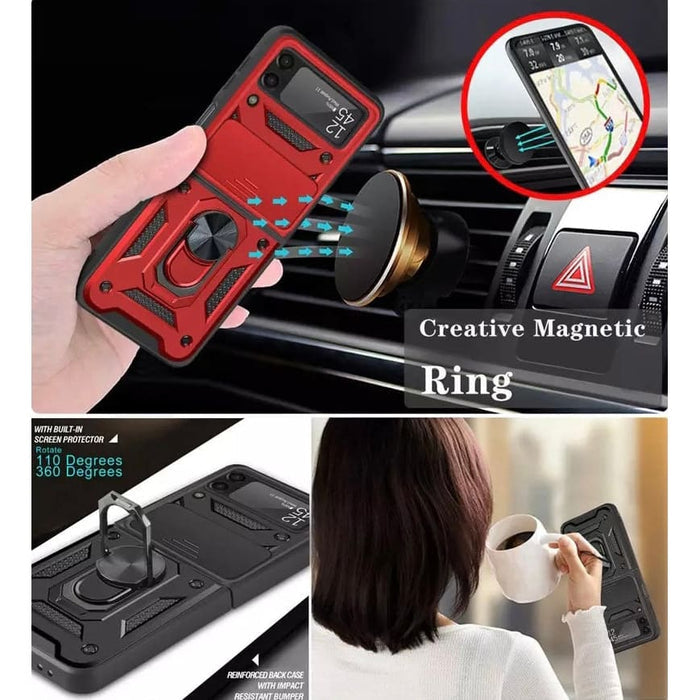9eight5 Samsung Galaxy Z Flip 4 phone case in two colors, slim protective cover with precise cutouts and sleek design.