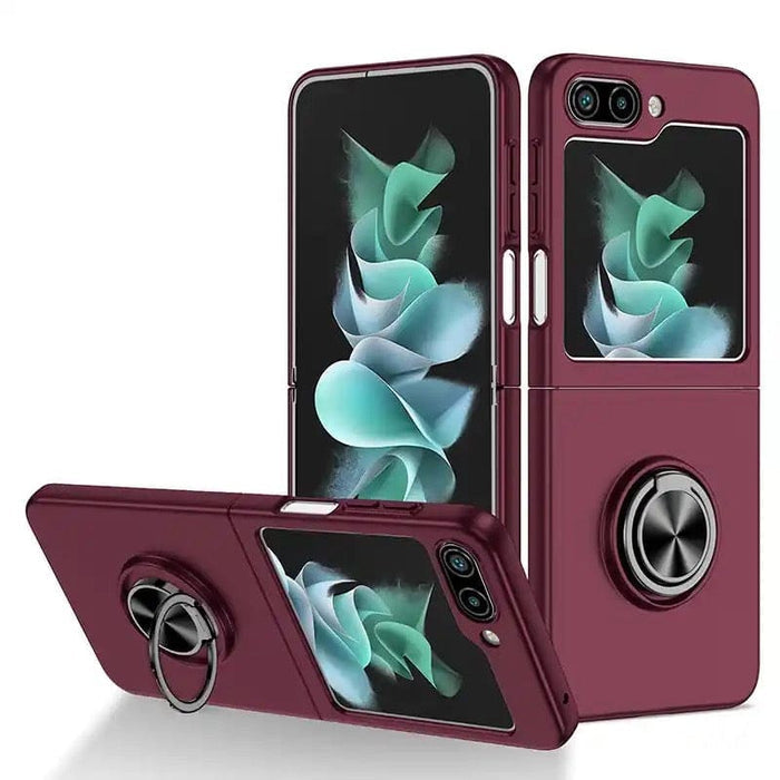 Wine-red Samsung Galaxy Z Flip 5 case by 9eight5, stylish phone case with a sleek design and vibrant color available in seven options.
