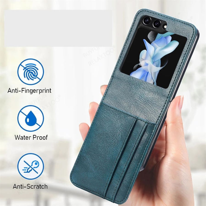 9eight5 phone case in tan for Samsung Galaxy Z Flip 6, showcasing slim protective design available in five colors.