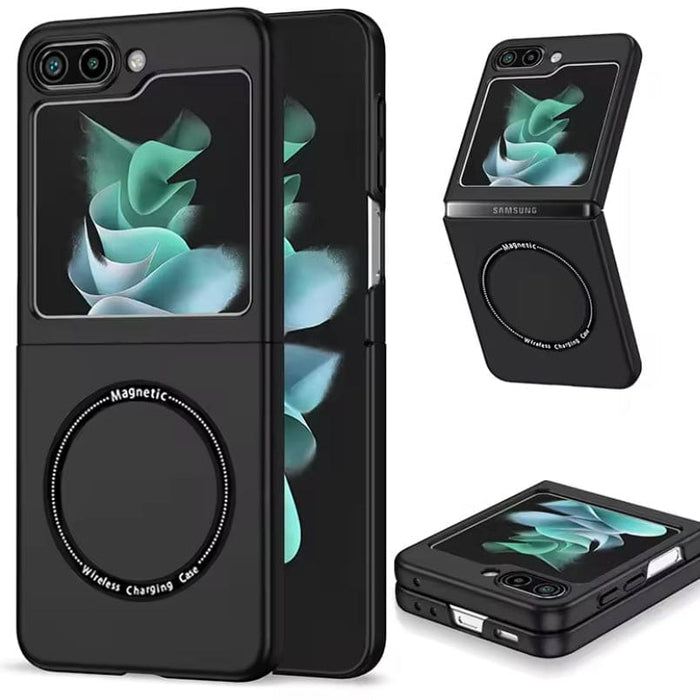 Black Samsung Galaxy Z Flip 6 phone case by 9eight5, designed to protect and style the flip phone with a sleek fit.