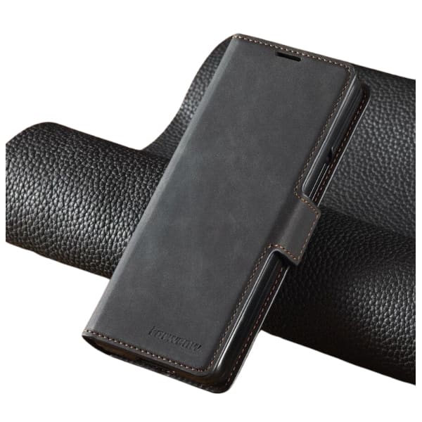 Black 9eight5 phone wallet case for Samsung Galaxy Z Fold 4, available in four colors, designed to protect and complement the device.