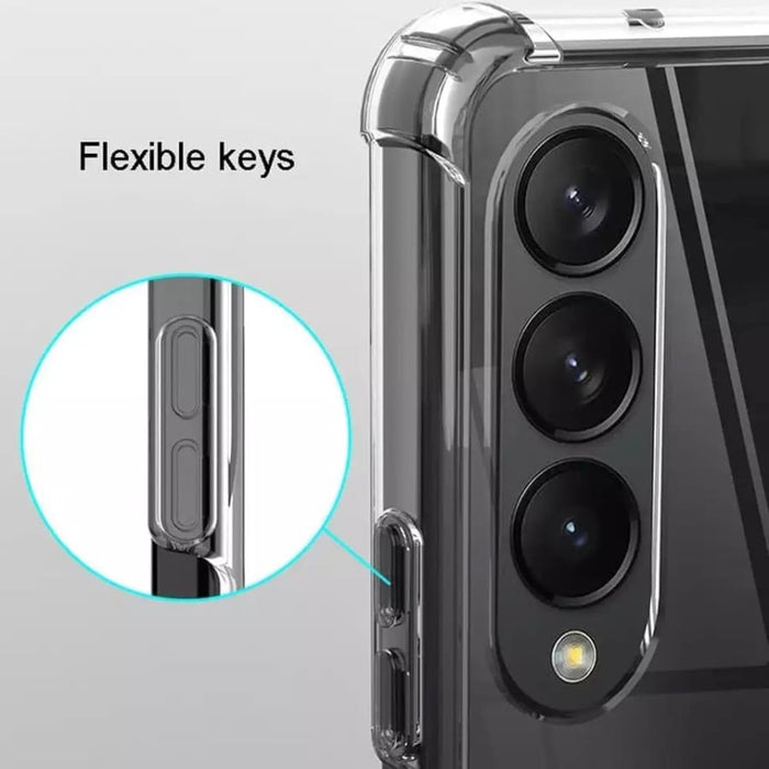 9eight5 phone case for Samsung Galaxy Z Fold 4, protective cover with precise cutouts, shown in black with textured finish.