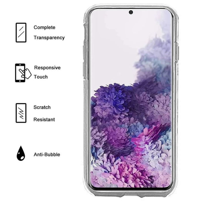 Front and back view of a 9eight5 phone case for Samsung Galaxy S10 Plus, showcasing protective design and stylish finish.