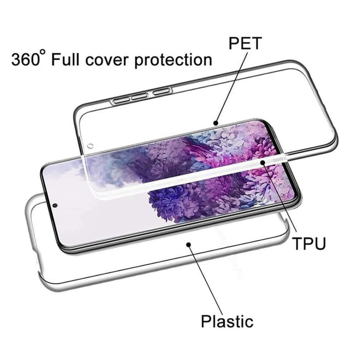 Front and back view of a 9eight5 phone case for Samsung Galaxy S10 Plus, showcasing protective design and stylish finish.