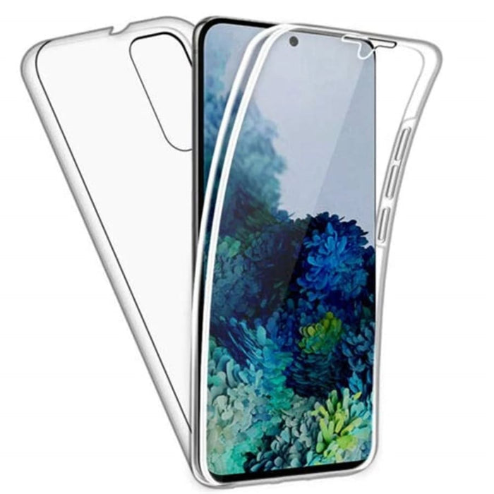 Front and back view of a 9eight5 phone case for Samsung Galaxy S10, showcasing protective design and stylish details.