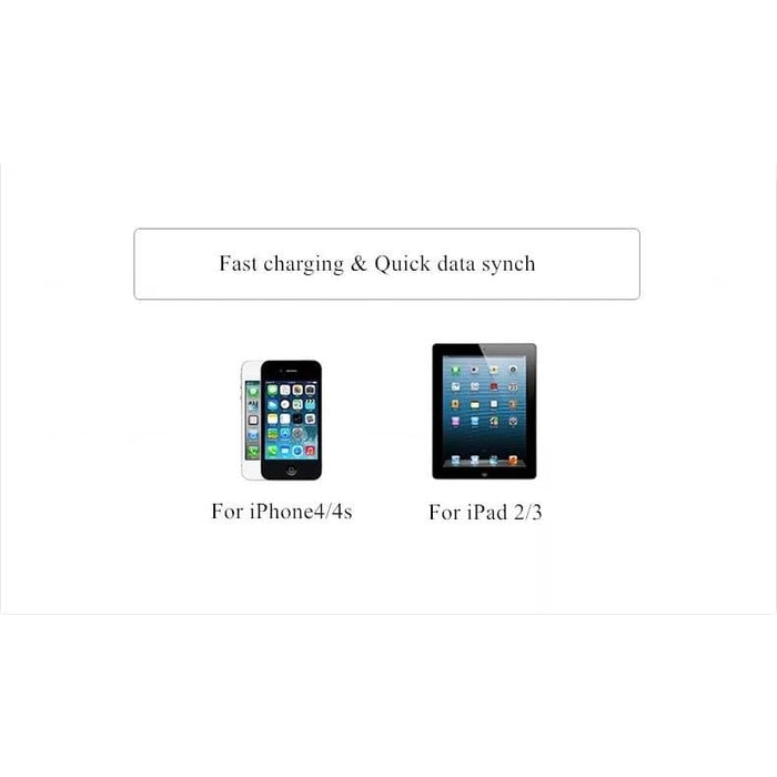 9eight5 charger cable for iPhone 4/4s and iPad 1-3, durable phone and tablet charging accessory, black USB cable.