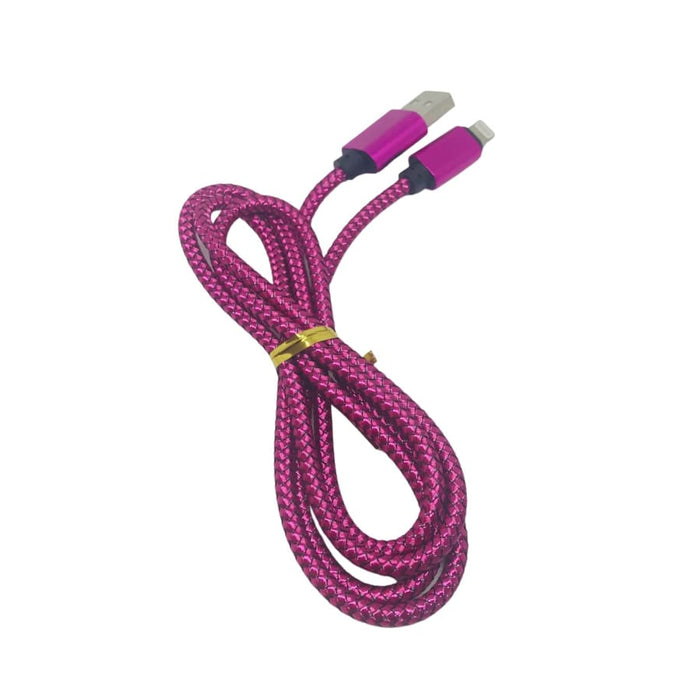 Rose red 1-meter iPhone and iPad charger cable by 9eight5, durable phone and tablet accessory with USB connection.