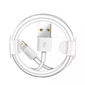 White 1-meter iPhone and iPad charger cable by 9eight5, durable and compatible with Apple devices for efficient charging.