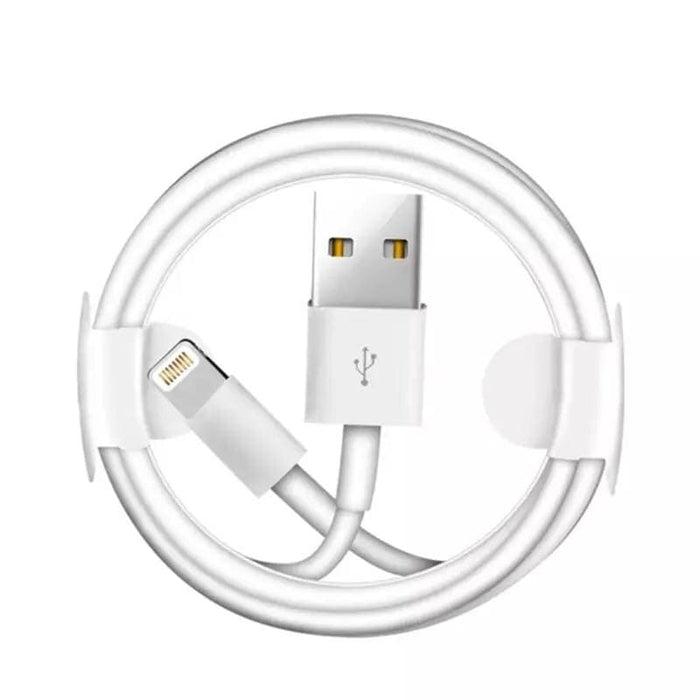 White 1-meter iPhone and iPad charger cable by 9eight5, durable and compatible with Apple devices for efficient charging.
