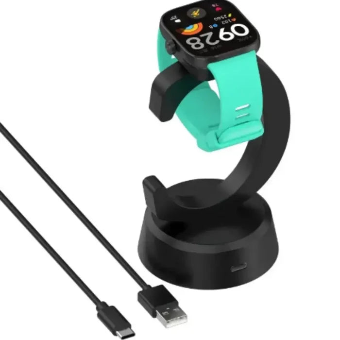 Habicare TWS charger cable for Redmi Watch 5 Series, showing the black charging cable with USB connector and device connection end.