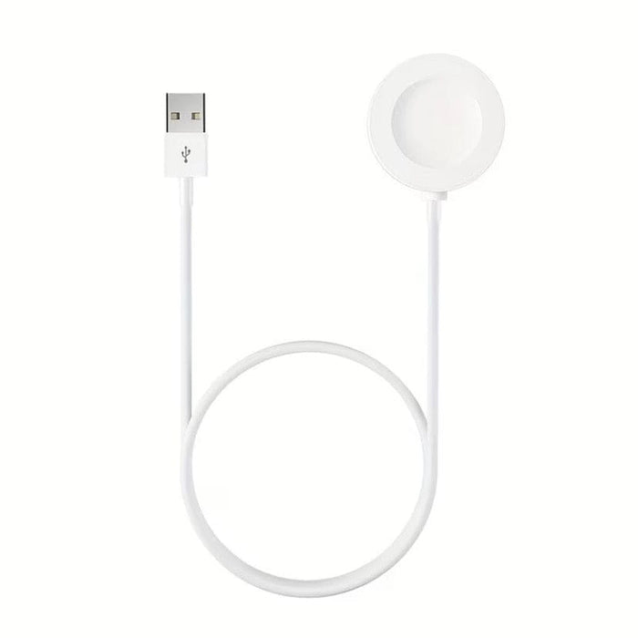 White Huawei Watch charger dock by That Watch Shop, showing a sleek charging stand with a compatible watch placed on it.