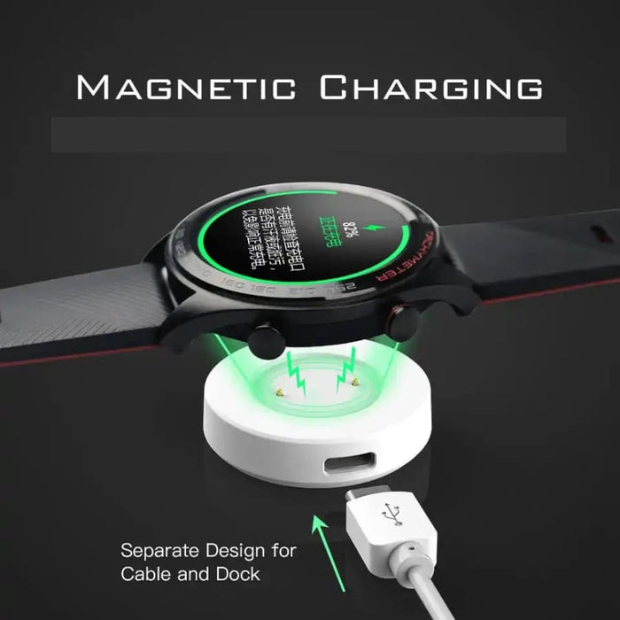 White Huawei Watch charger dock with magnetic connector, designed for Huawei Watch and compatible with Type-C devices.