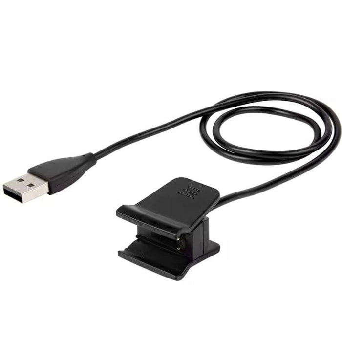 Black Fitbit Alta HR charger with USB clip for easy charging, compatible with Fitbit Alta HR fitness tracker.