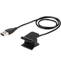 Black Fitbit Alta HR charger with USB clip for easy charging, compatible with Fitbit Alta HR fitness tracker.