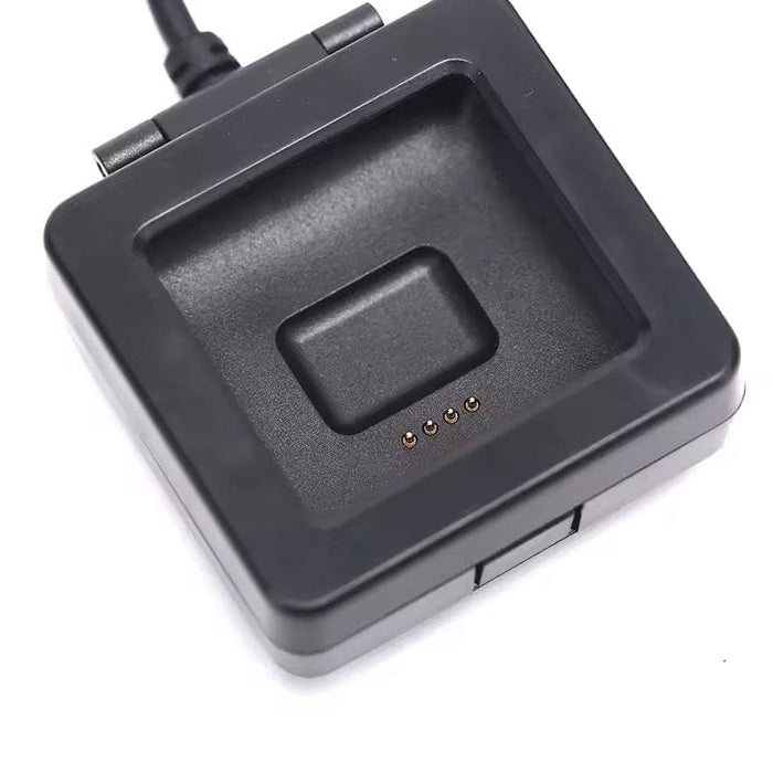Black Fitbit Blaze charger dock with metal connector for easy charging, designed for compatibility with Fitbit Blaze smartwatches.
